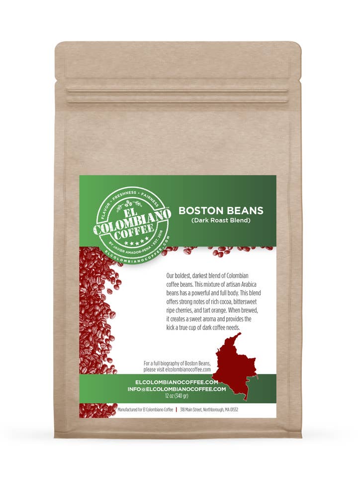 Boston Beans (Dark Roast) for engroshandel hos El Colombiano Coffee