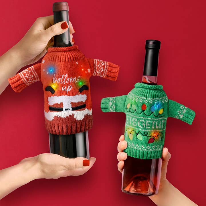 DM Merchandising - Wholesale Christmas Decoration - Uncle Bob’s Light-Up Wine & Bottle Sweater