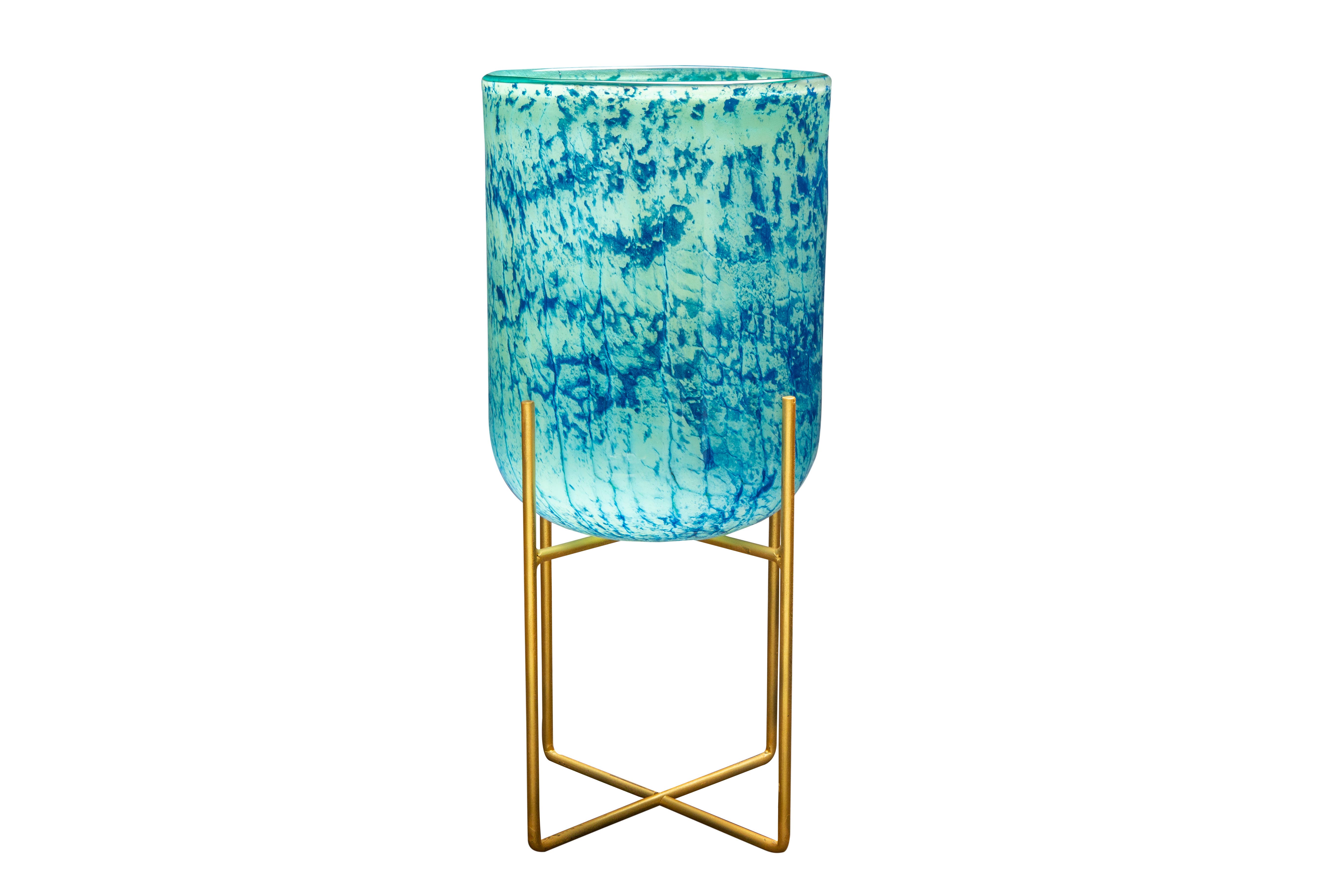 ApricotMint - Wholesale Plant Pot - Mid Century Style Hand Blown Art Glass Planter, Lake Green2