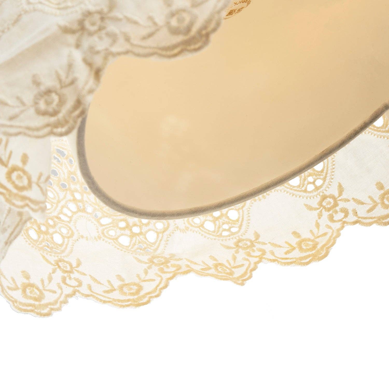 Happy Homewares – wholesale Lampshade – Modern Cream Cotton Fabric Pendant Lamp Shade with Floral Lace Design3