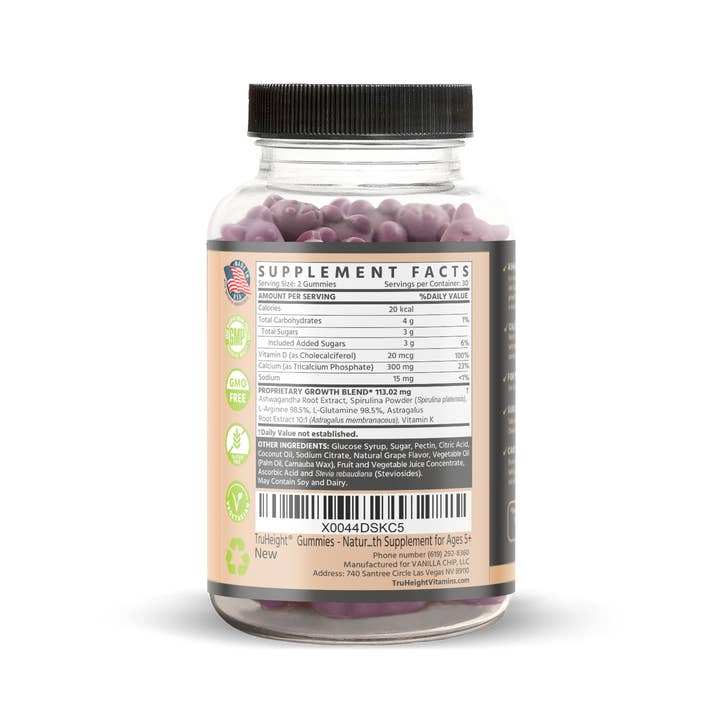 TruHeight – wholesale Oralt tillskott/Vitamin – TruHeight® Growth Gummies - Helt naturlig höjdtillväxt för barn1