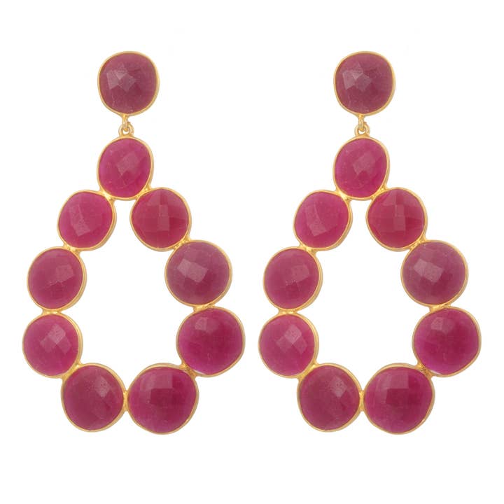 Pendientes Oprah O-list de rubí para venta al por mayor de Elyssa Bass Designs