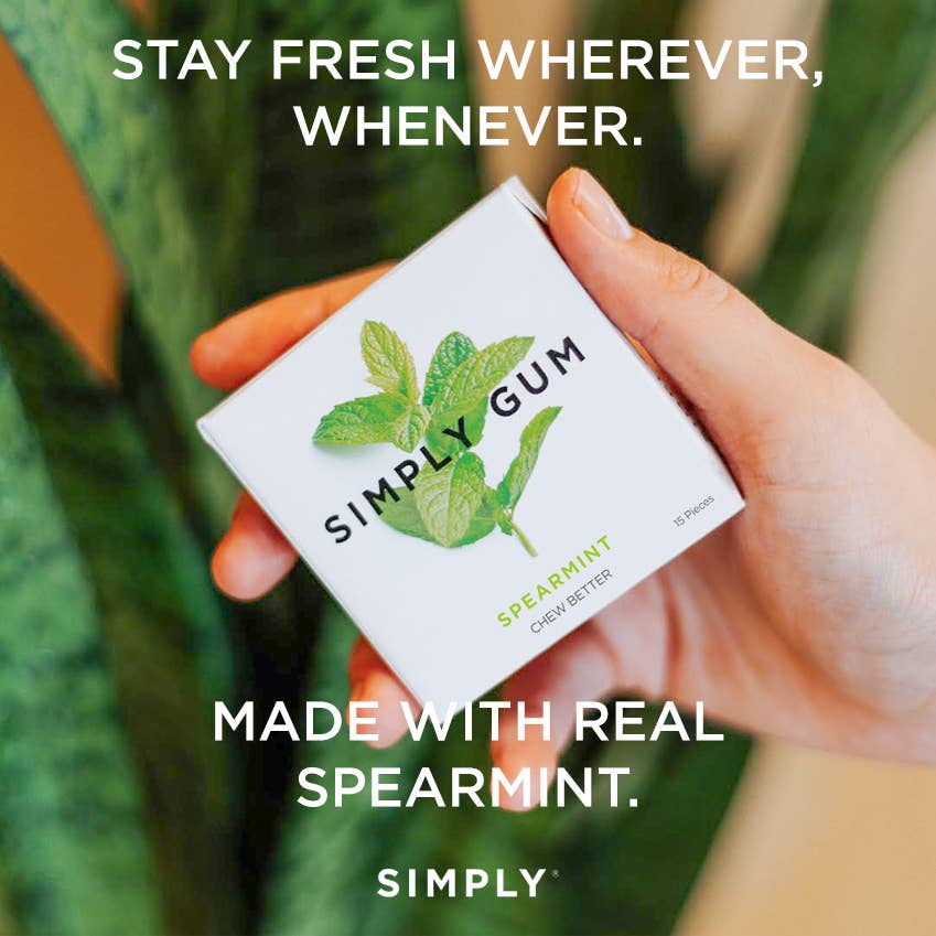 Simply Gum - Wholesale Chewing Gum - Spearmint Chewing Gum - Natural + Plastic-Free | 12 Pack3