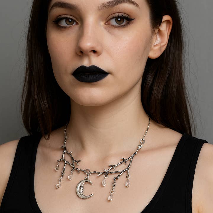 ARTEMIS - Wholesale Pendant/Charm Necklace - Moonlit Branches Crystal Drop Necklace1