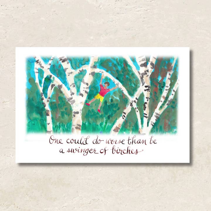 Robert Frost Birches Literary Art – 4x6 Mounted Poetry Print for wholesale by Mary Kunz Goldman