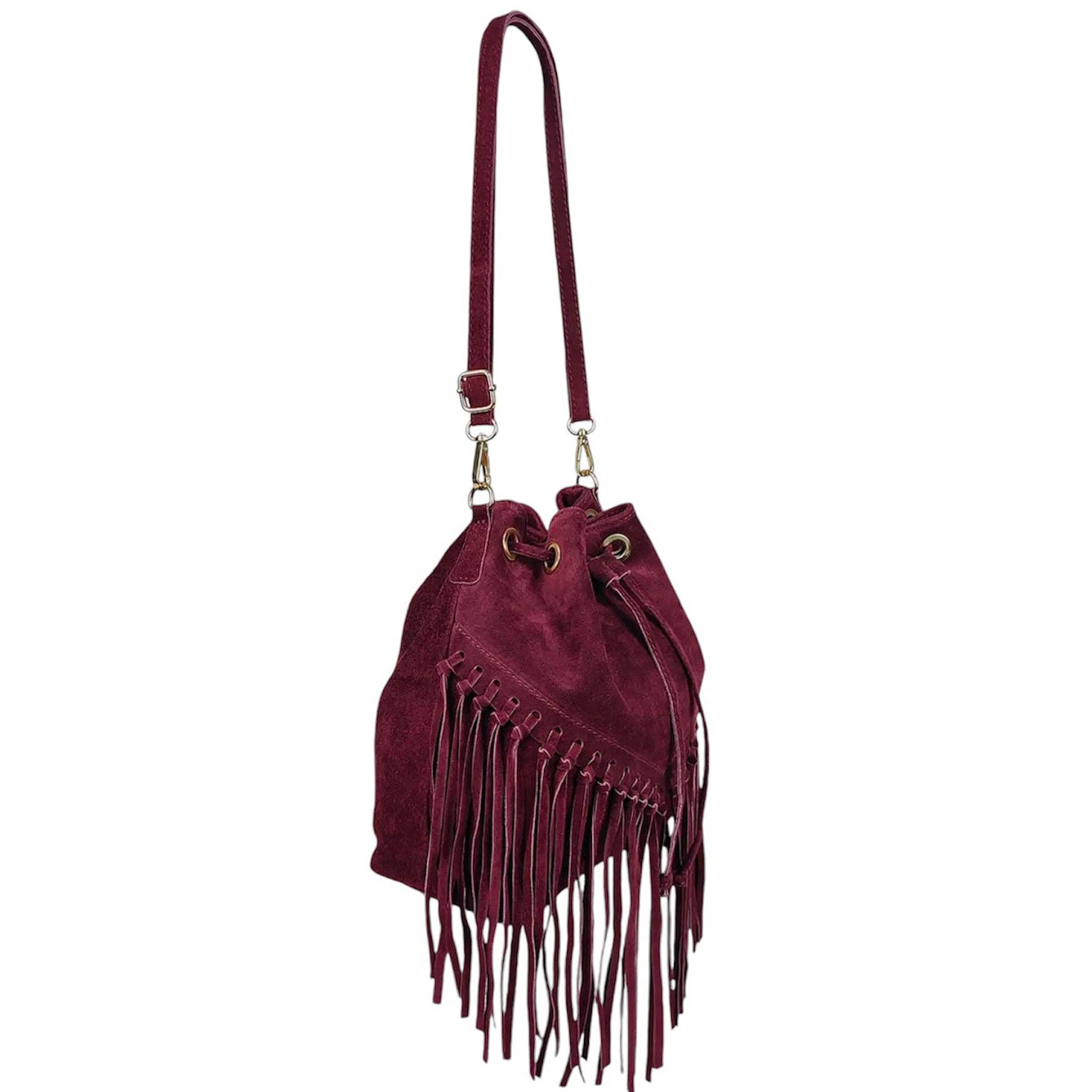 MODARNO - Vente Sac porté épaule – femme - Sac en daim Modarno à franges 26x13x26 cm1