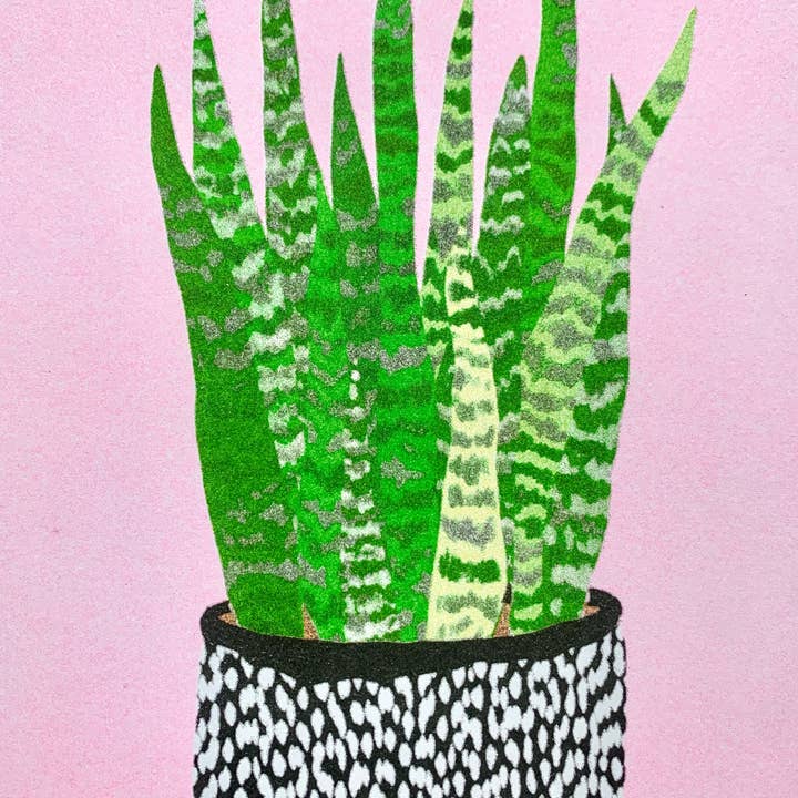Risograph Print - Slangenplant 5x7" voor wholesale door StitchPrism