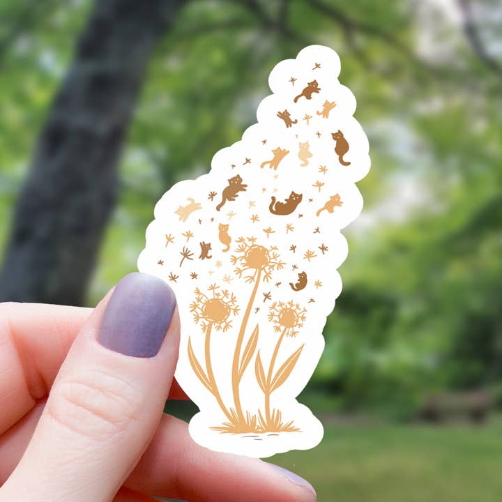 Cat Dandelion Abstract Floral Sticker - 3" for wholesale by Mimic Gaming Co