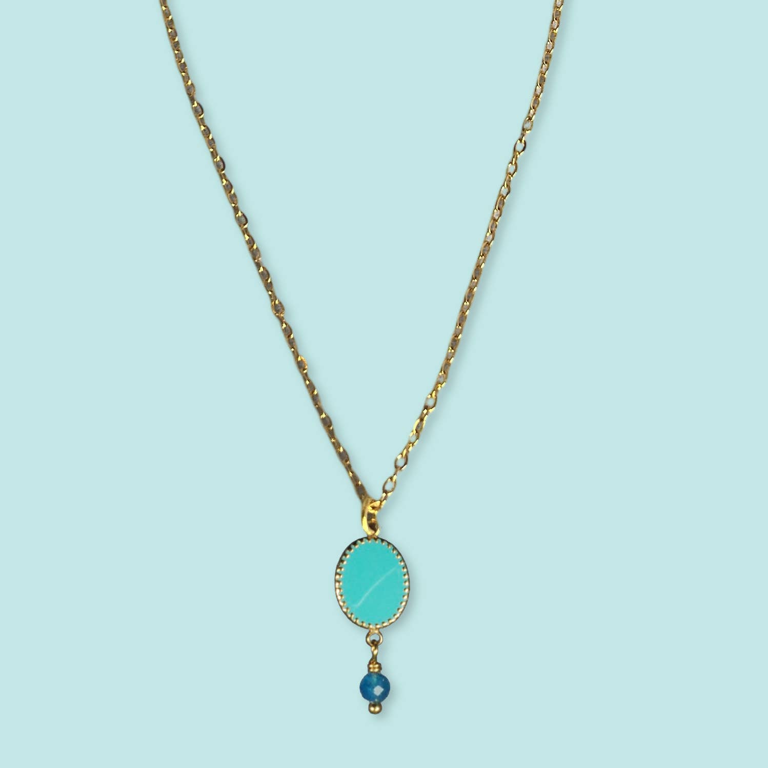 Jazu Jewellery - Wholesale Pendant/Charm Necklace - Nona necklace with enamel oval stainless steel pendant7