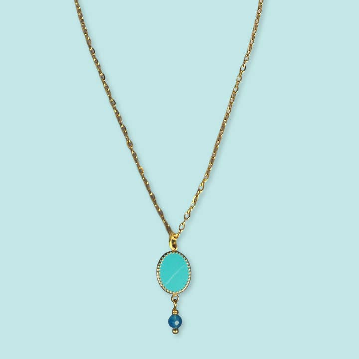 Jazu Jewellery - Wholesale Pendant/Charm Necklace - Nona necklace with enamel oval stainless steel pendant7