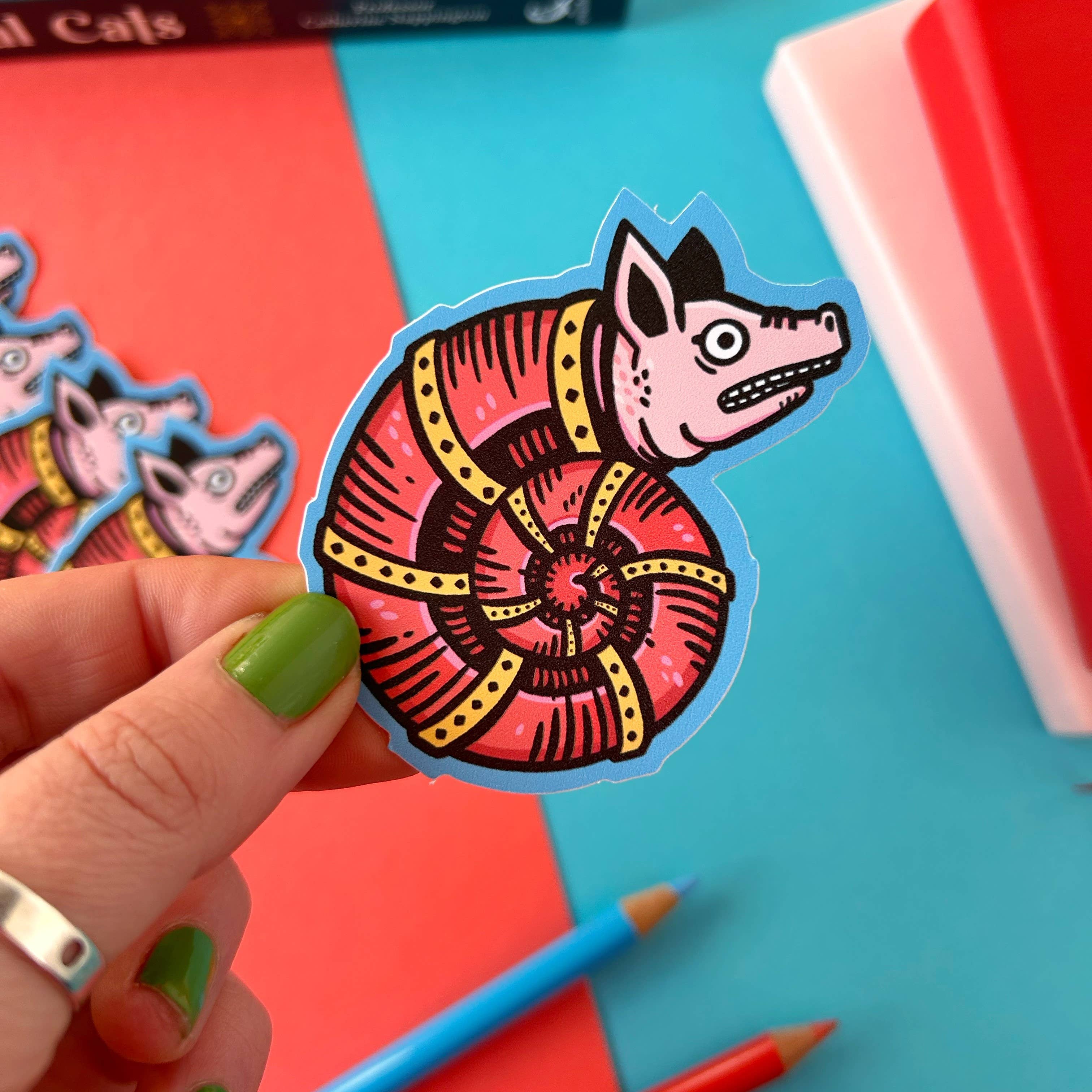 Stacey McEvoy Caunt – wholesale Sticker – Pig Snail Medieval Marginalia Vinyl Sticker 2