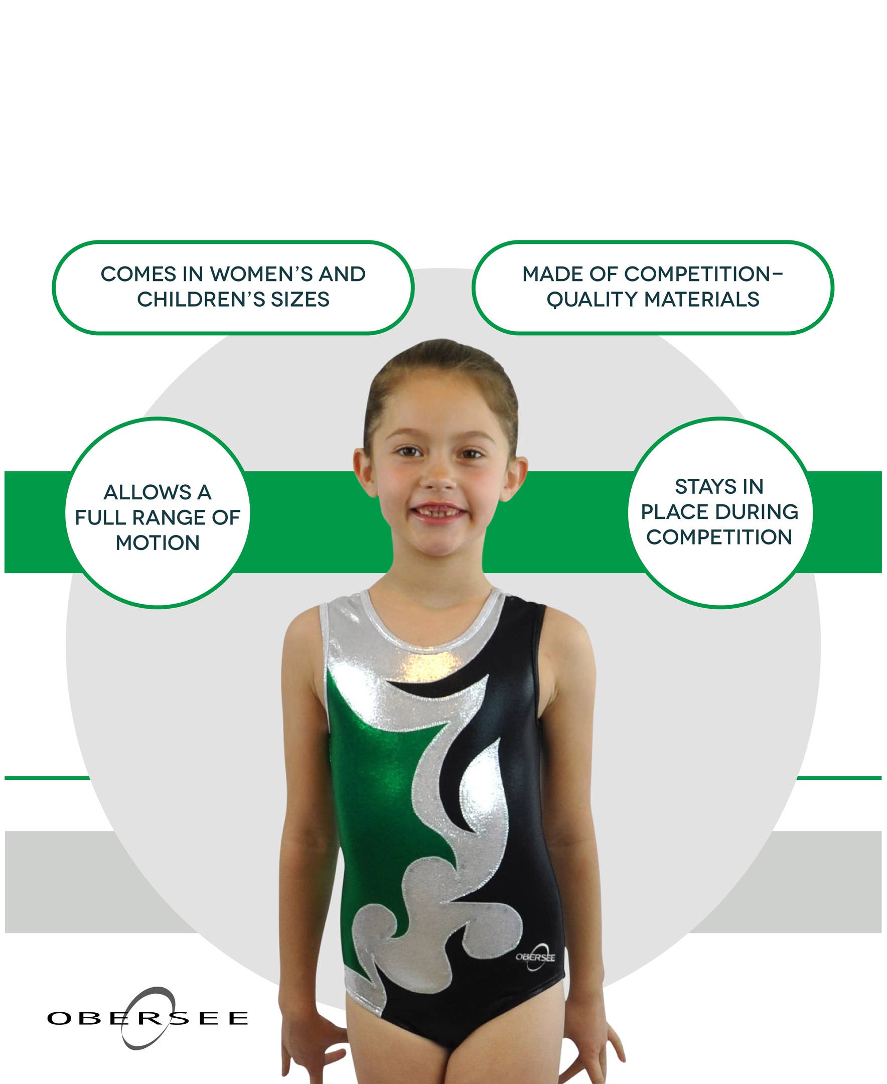 Obersee - Wholesale Lingerie Bodysuit - Women's - Girl's Gymnastics Leotard - Mia Green3