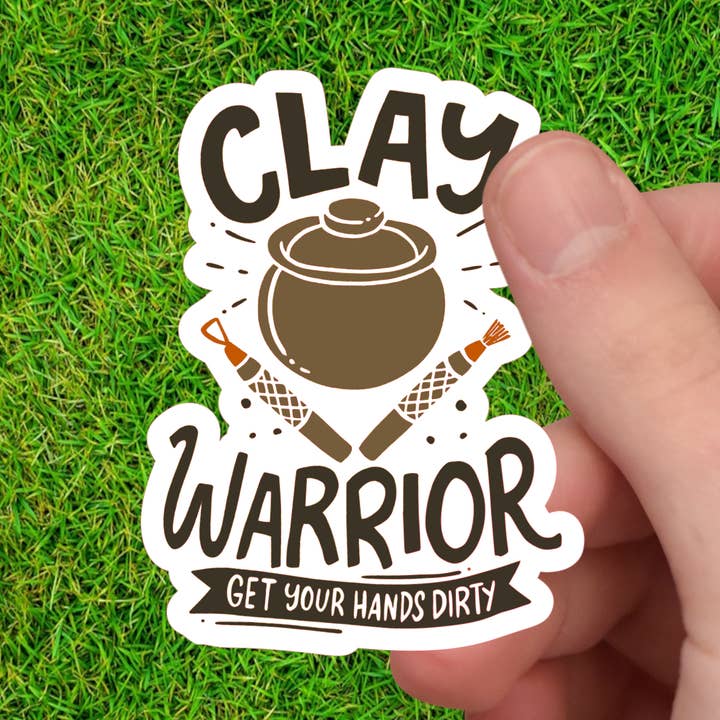 Clay Warrior | Pottery Sticker | Ceramics Maker Sticker for wholesale by Dancing Dolphin Crafts