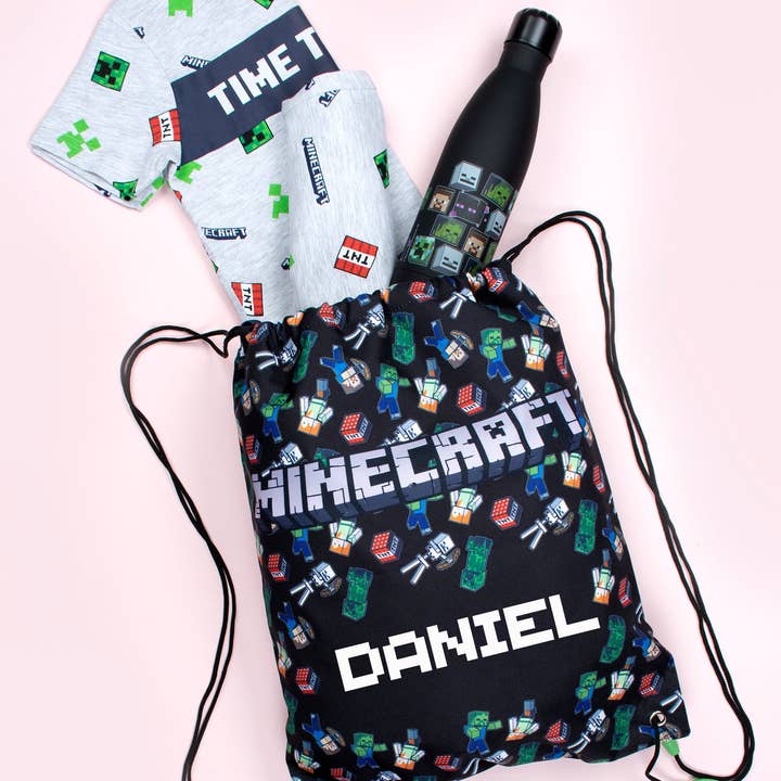 Fringoo Group Ltd – Engroshandel Pyjamasæt - Børn – Minecraft Pyjamas Kortærmet - 'Time to Mine' Grå4