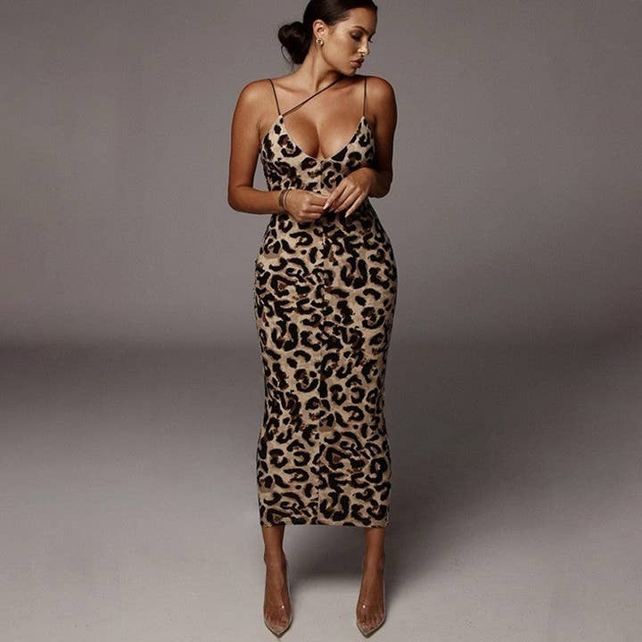 UZ Wholesale Store - Wholesale Dress - Women's - Flattering Slim Fit V-Neck Spaghetti Strap Dress
