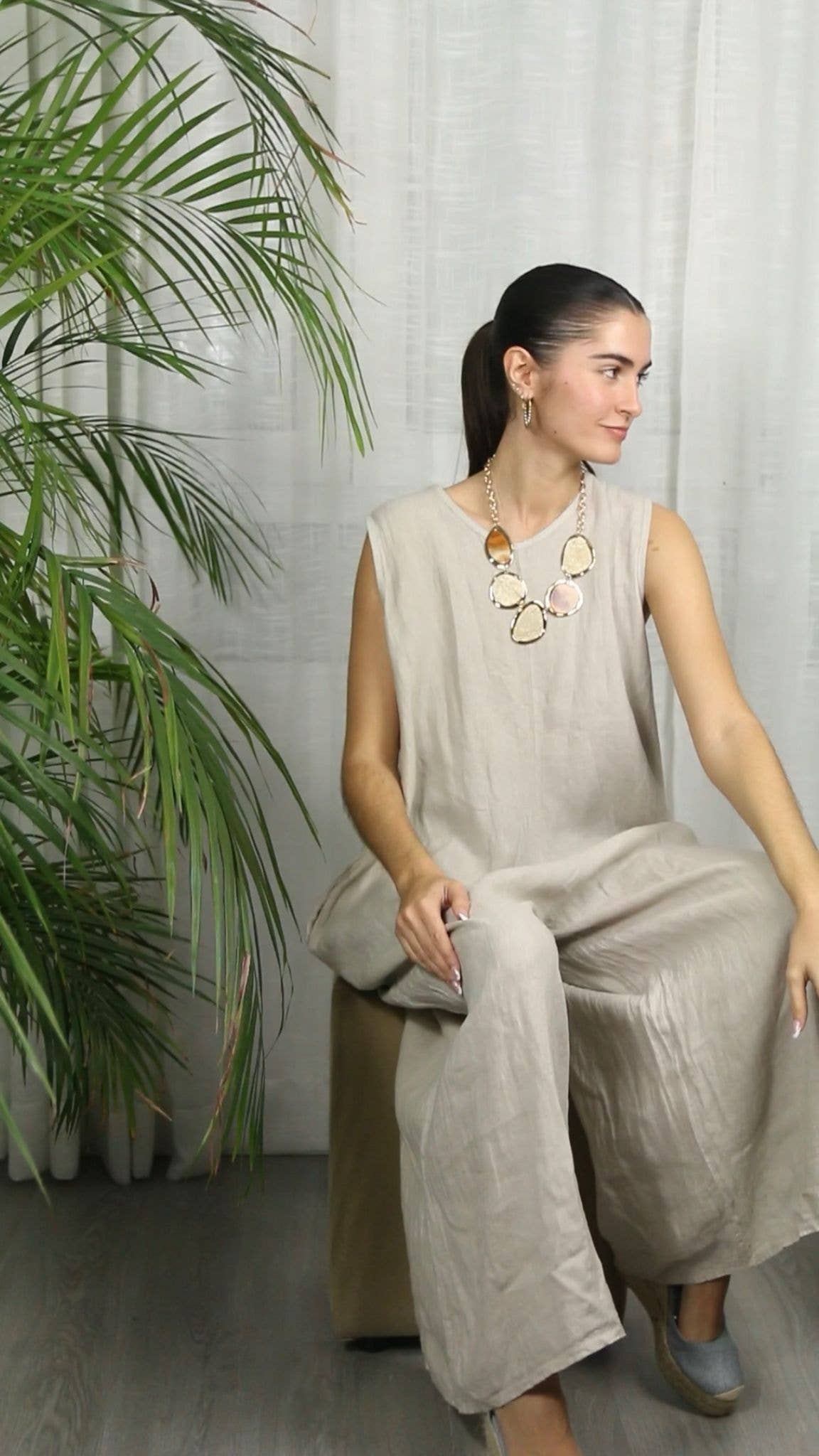 Linen & More - Wholesale Dress - Women's - REF 14580 SLEEVELESS JUMPSUIT 100% LINEN9