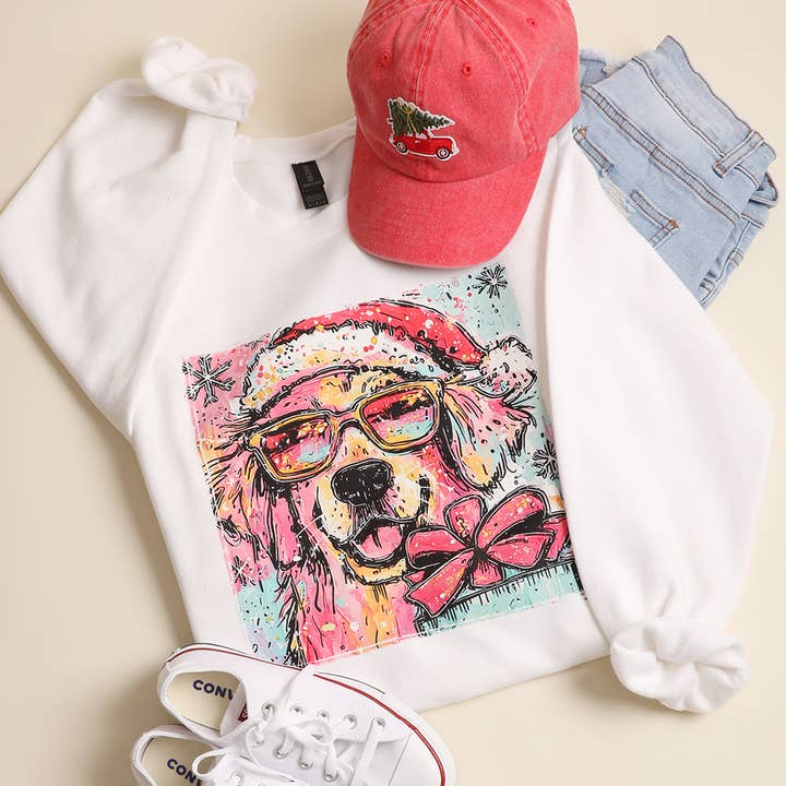 Fashion City - Wholesale Graphic Sweatshirt - Unisex - Cute Christmas Dog Heavyweight Fleece Sweatshirt
4