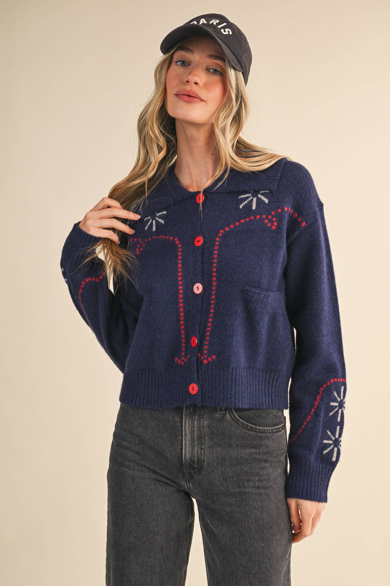 &MERCI - Wholesale Cardigan - Women's - WESTERN DESIGN SWEATER CARDIGAN MSW1121728