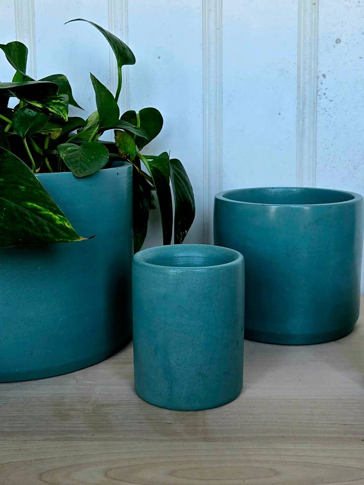 Concrete Plant Pots- Azure Blue | 3" 4" 5" 7" for wholesale by Plant 'er Here