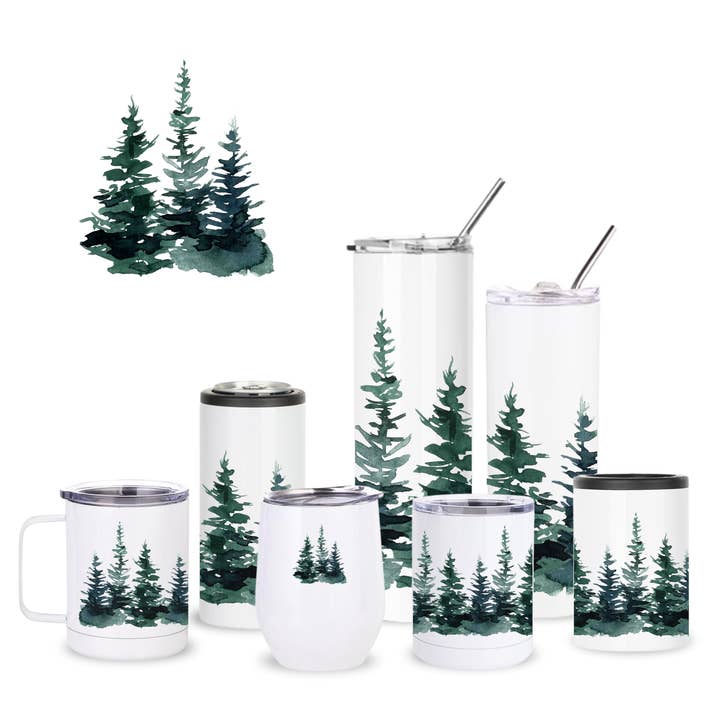 Aquarell-Kiefern Isoliertes Trinkgeschirr für den Großhandel von Creative Compass