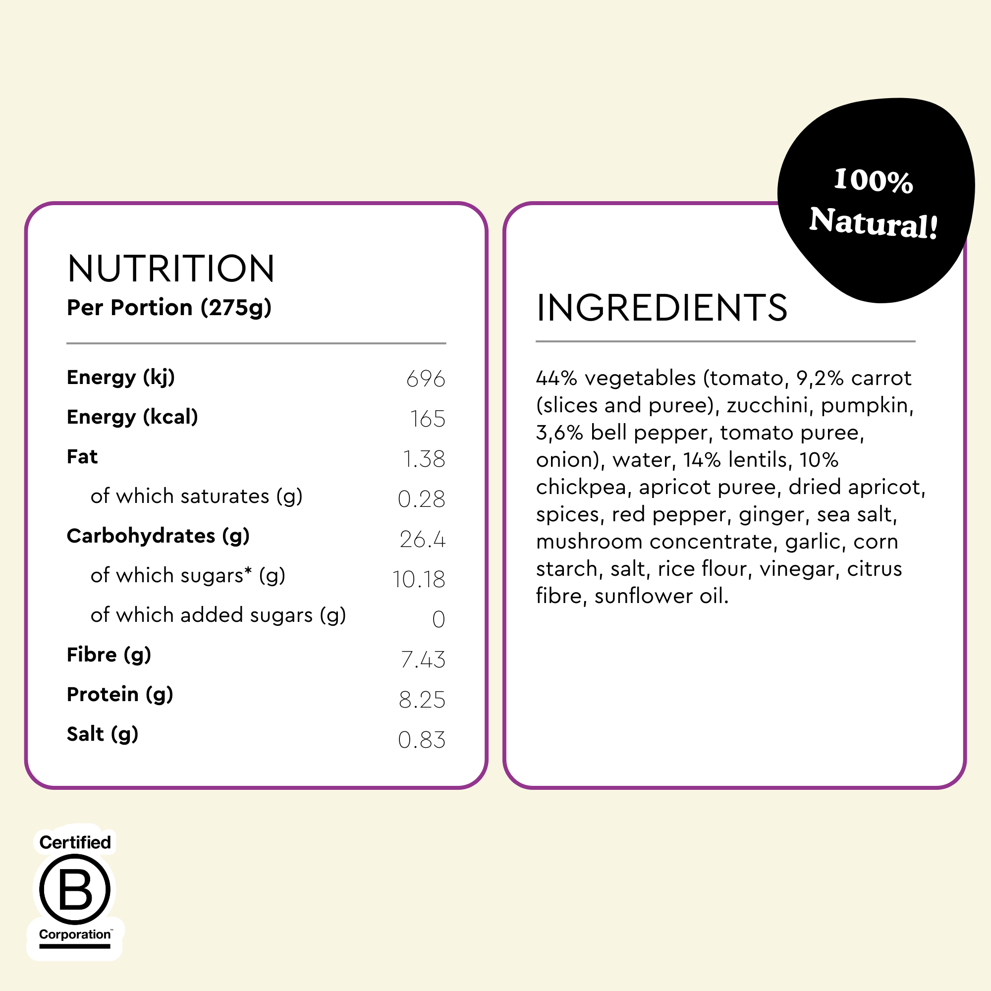 fiid – wholesale Shelf-stable prepared meal – Chickpea Tagine Bowl - 275g - Vegan Meal2