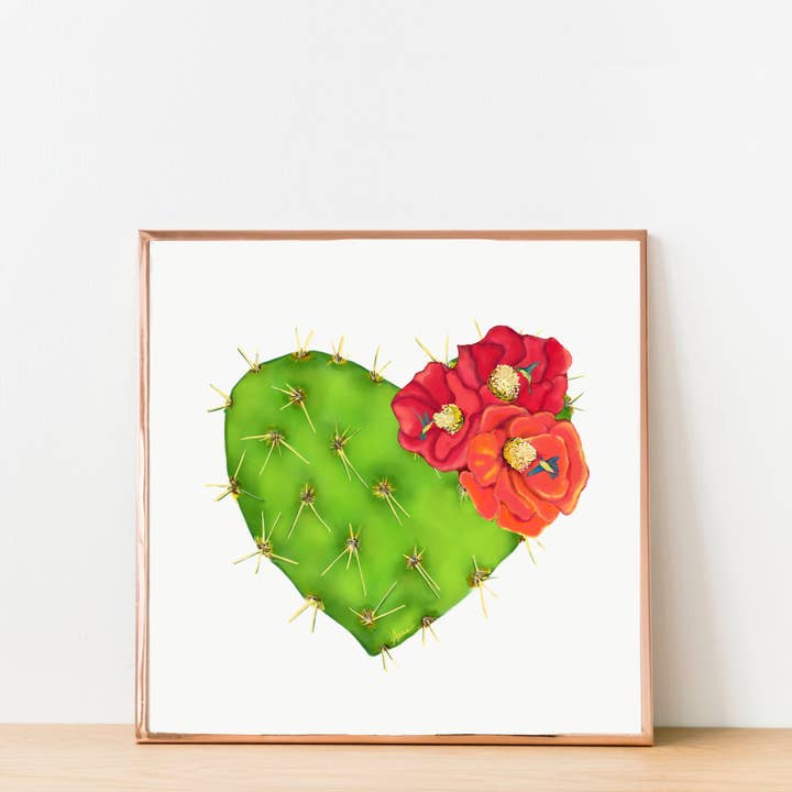 Hummingbird Cactus Heart | Stampa artistica per la vendita all'ingrosso da parte di Art by Anna Alvarado