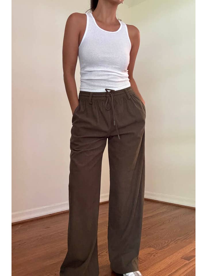 Salty - Wholesale Pants - Women's - CORD DRAWSTRING WIDE PANTS5