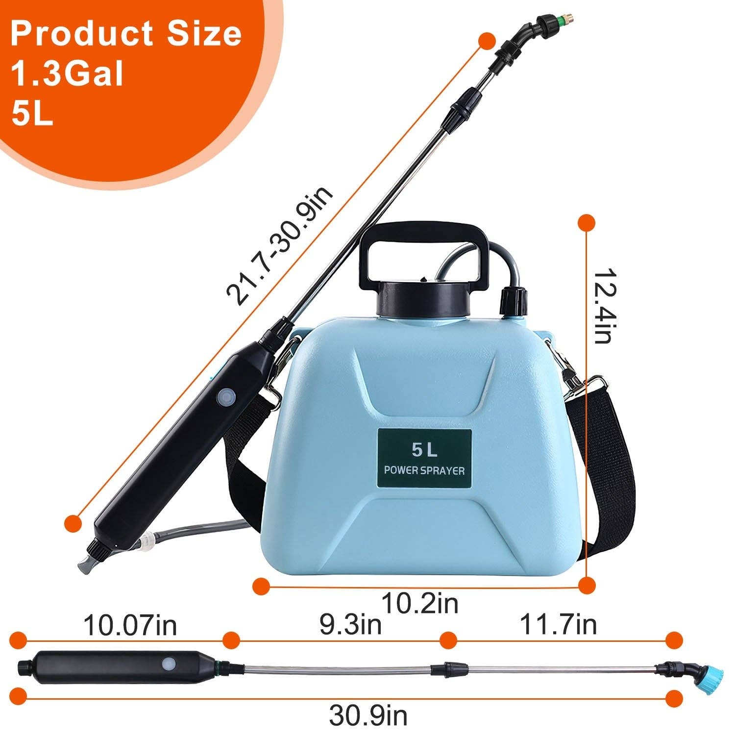 Hard Rock Health Stores - Wholesale Garden Tool - 5L/1.3Gallon Electric Plant Sprayer Telescopic Rechargeable Garden Sprayer5