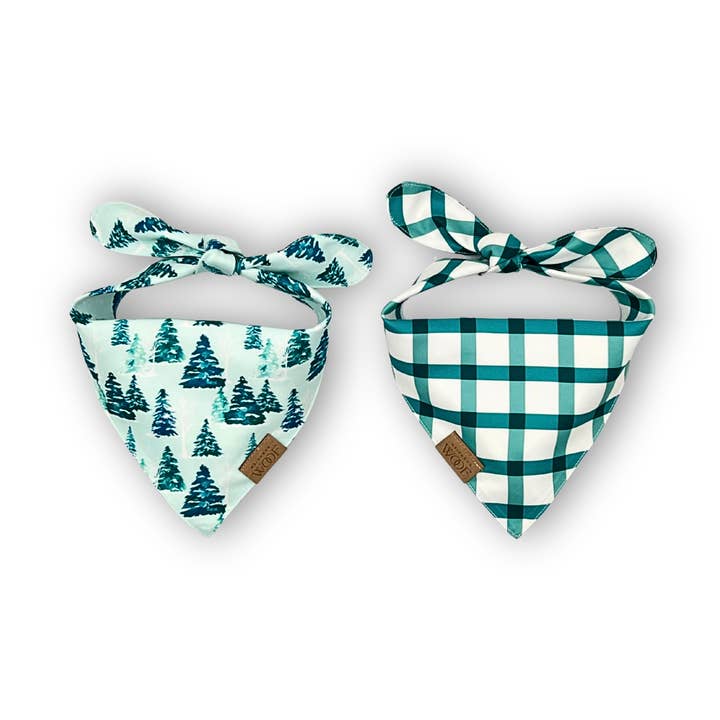 Dog Bandana Winter Forest Reversible | Teal Gingham
for wholesale by Neighborwoof