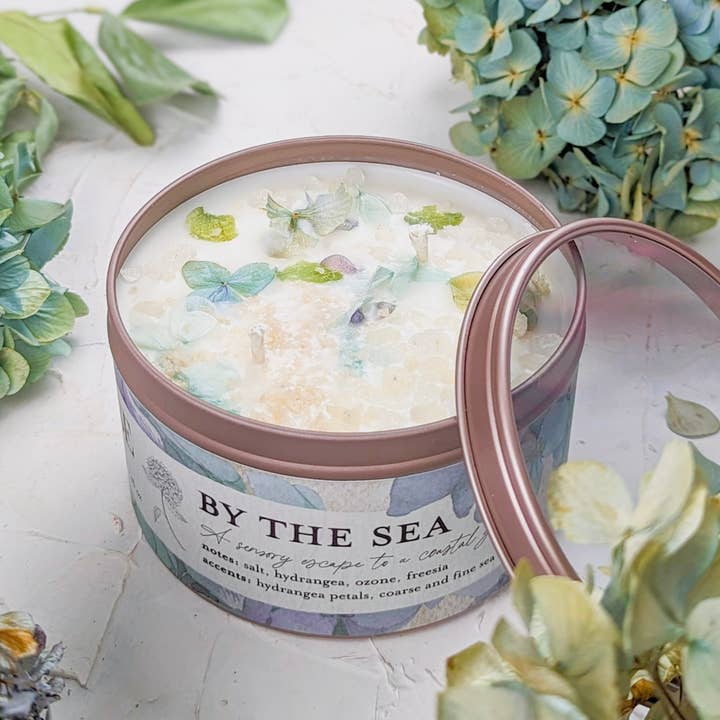 Ash & Rose - Wholesale Jar/Filled Candle - By the Sea - Hydrangea and Sea Salt Candle