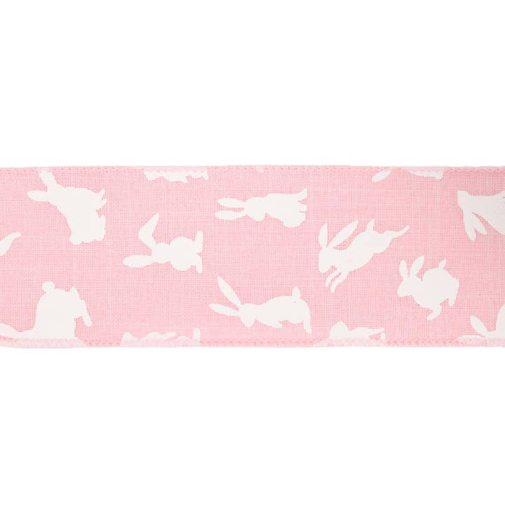LA Ribbons Wholesale - Wholesale Ribbon – Gift wrapping - Wired Ribbon | Pink w/ White All Over Bunny | 10 Yard Roll8