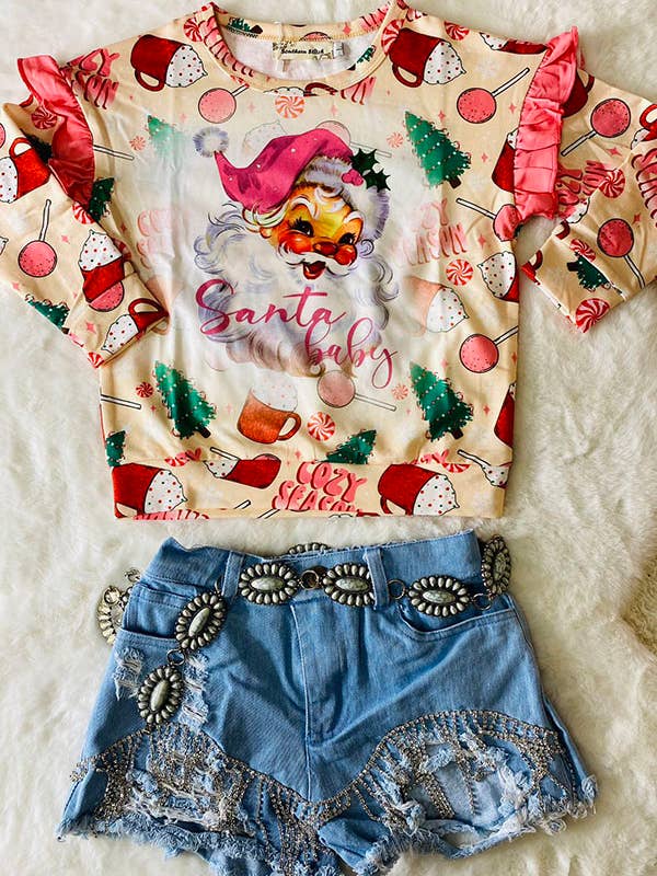 luluclothes - Wholesale Sweatshirt - Kids - "Santa baby" christmas tree print sweatshirt XCH0011-4H