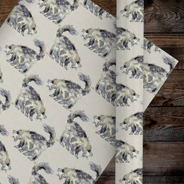 Papier d'emballage Patchwork pour chats pour la vente par Francesca Kemp Textile Art