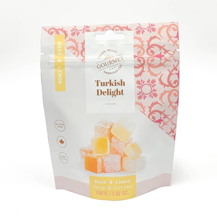 Fraser Valley Gourmet Ltd. - Wholesale Gummy - Turkish Delight Rose and Lemon Flavour 100g bag0