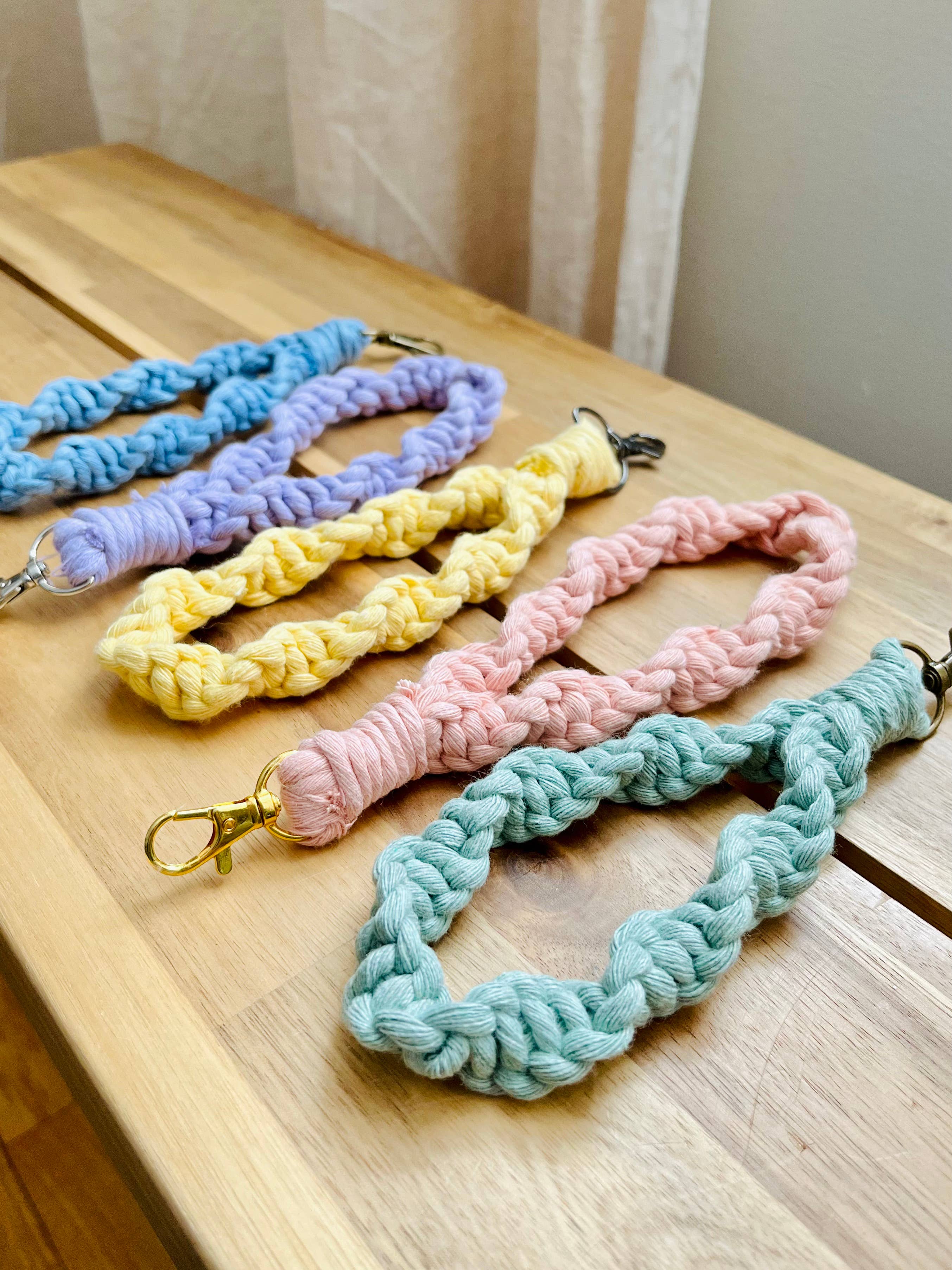 Make My Day Design - Wholesale Keychain - Women's - Spiral Knot Pastel Boho Macrame Wristlet Keychain1