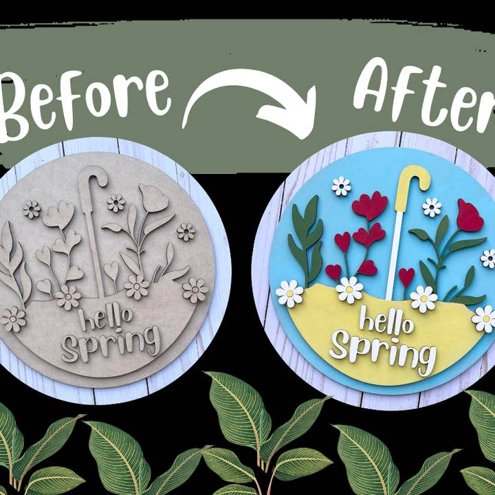 DIY Hello Spring Round for wholesale by Cowgirl with a Laser