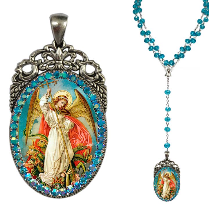MariaSantissimaShop - Wholesale Prayer Beads Necklace - Divine Guardian's Gleam: Victorian Saint MichaelÂ