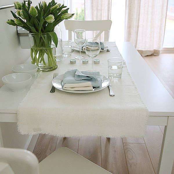 LinenMe - Venta al por mayor Caminos de mesa - Corredor de lino rústico blanco roto2