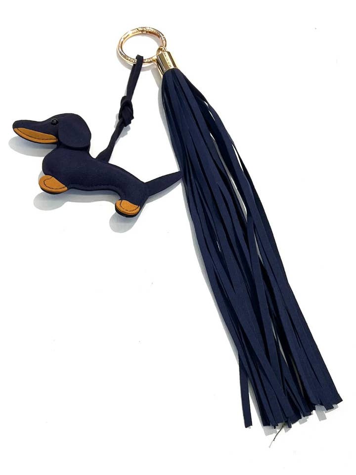 Navy blue suede dog bag charm for wholesale by SHEERA