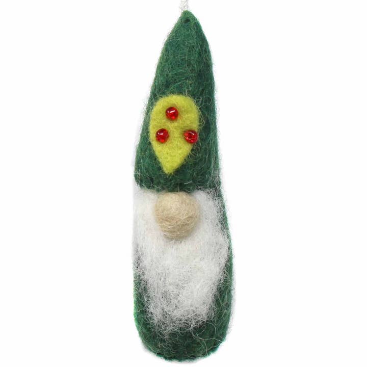 Green Christmas Gnome Felt Ornament for wholesale by Global Crafts