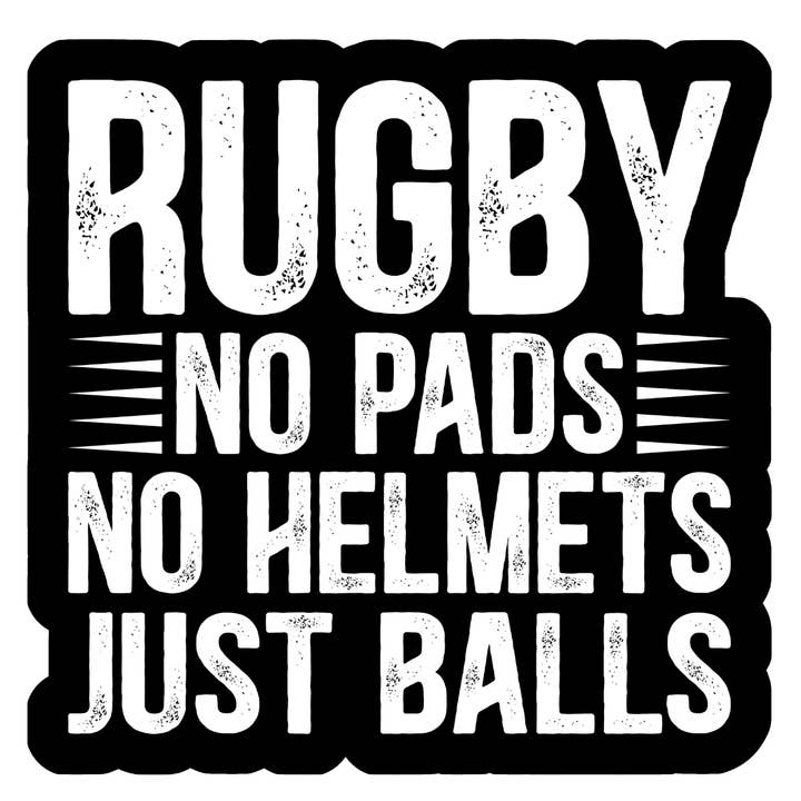 Autocollant rugby sans protections ni casques juste des balles (noir) pour la vente par Stick to it creations