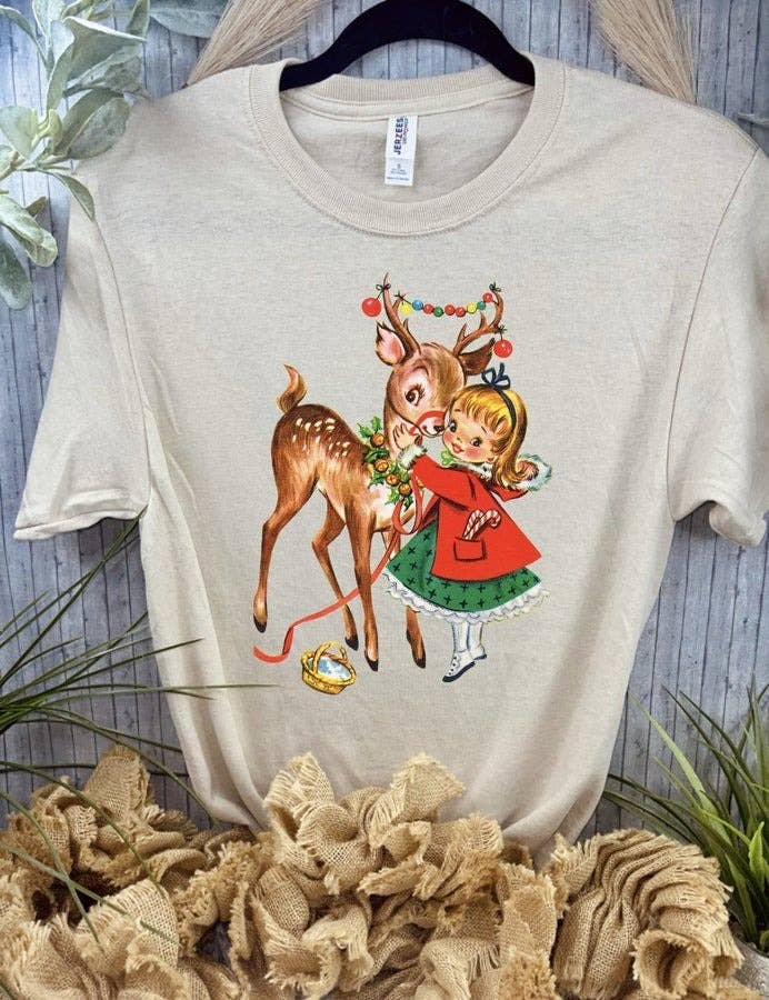 Tan Vintage Girl (T-Shirt Mock-Up) for wholesale on Faire