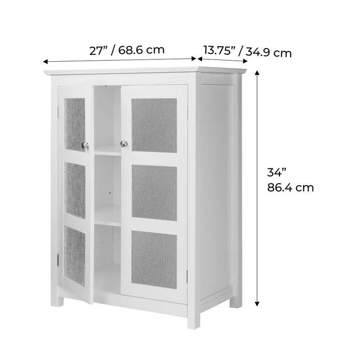 White Connor Floor Cabinet with 2 Glass Doors for wholesale on Faire