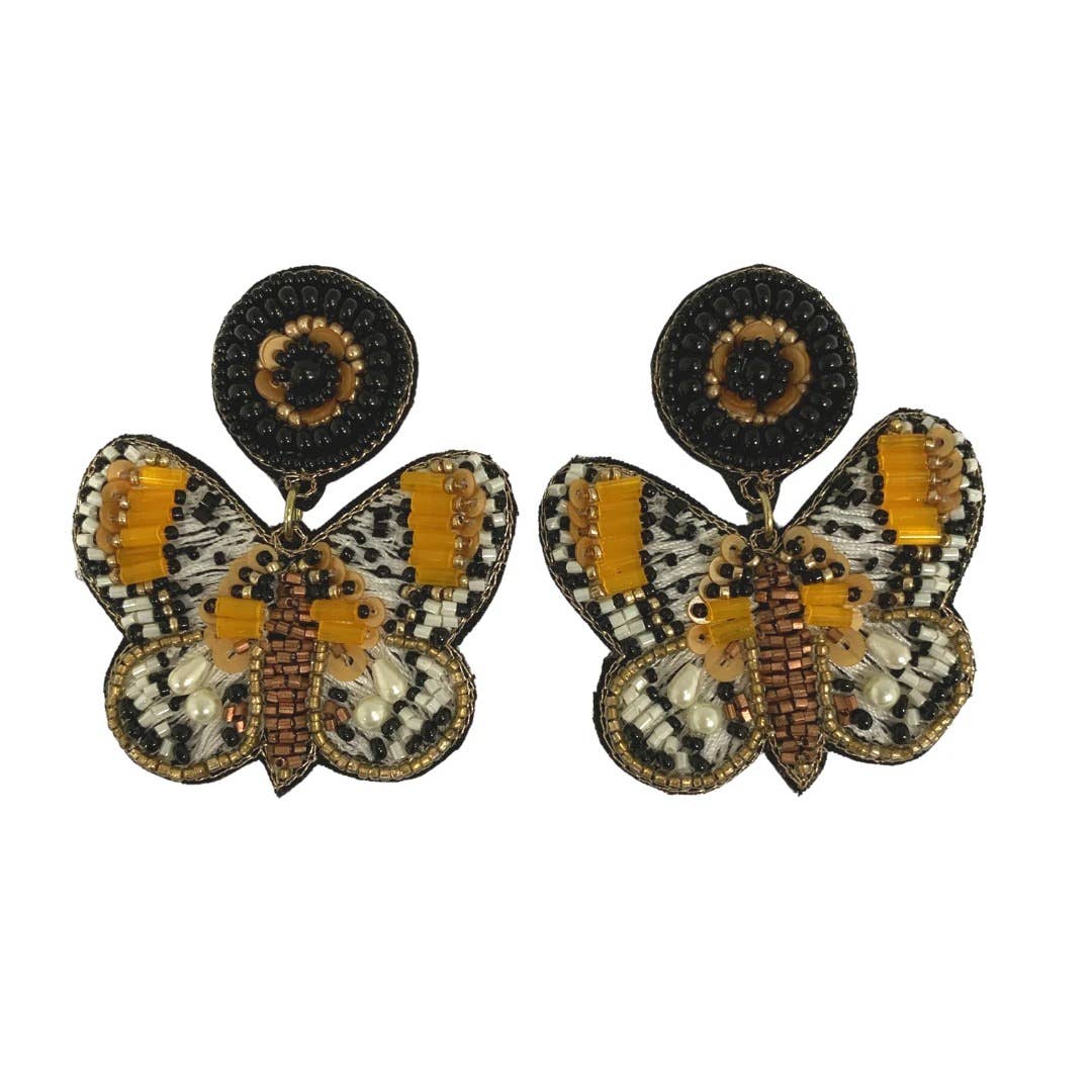 Allie Beads - Wholesale Dangle Earrings - Yellow Butterfly Earrings0