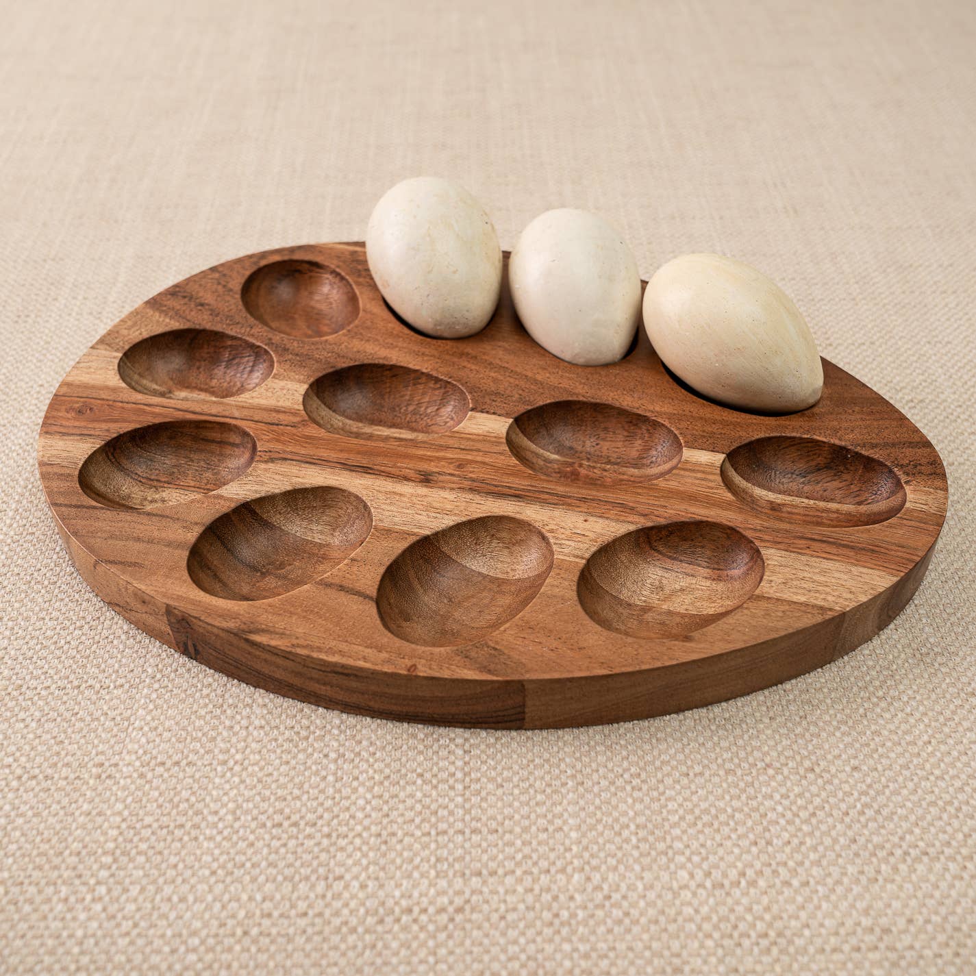 India Handicrafts Inc - Wholesale Egg Cup/Holder - Acacia Egg Easter Tray 2