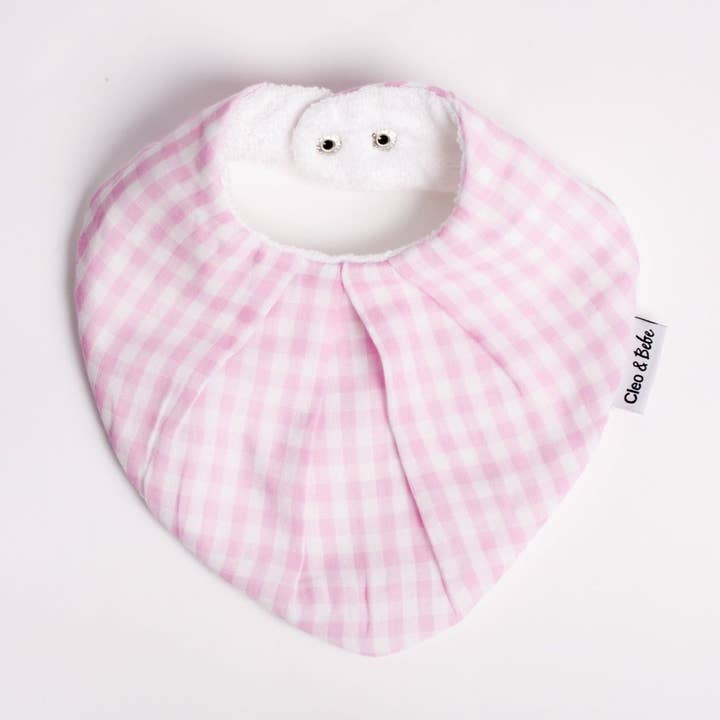 Baby Pink Gingham - Waterproof Bandana Bib for wholesale by Cleo & Bebe
