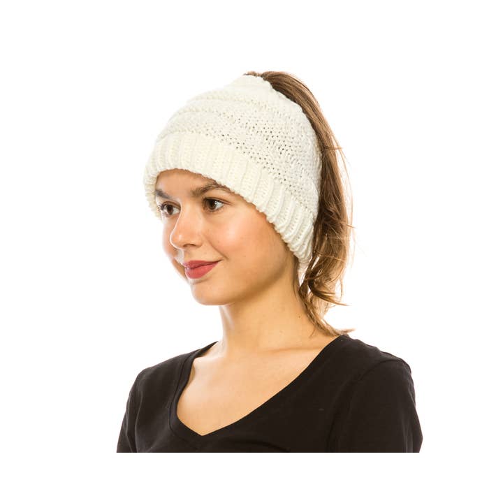 DNMC - Wholesale Beanie - Women's - Messy Bun Ponytail Beanie - 5 Colors!1