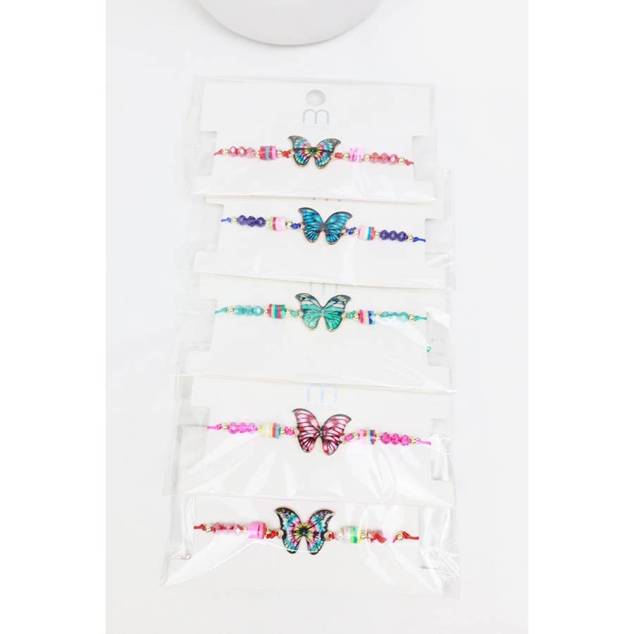 MIX COLOR Butterfly String Adjustable Bracelet  for wholesale on Faire8