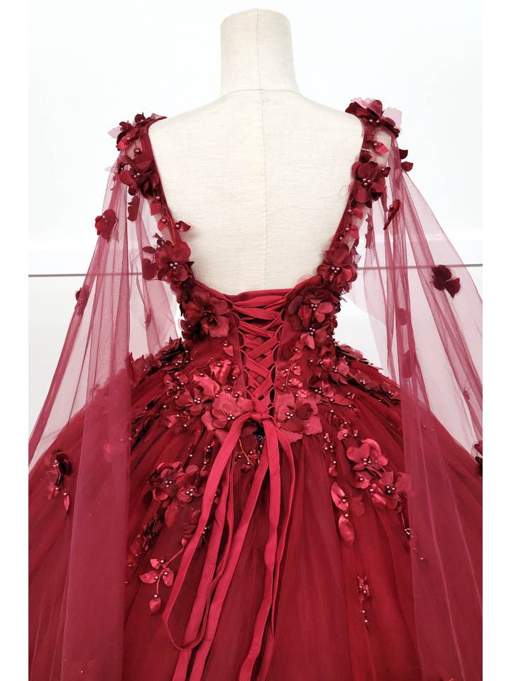 Chicas - Venta al por mayor Vestido de fiesta - Mujer - Vestido de Quinceañera con Flores y Capa Dividida CHF30182