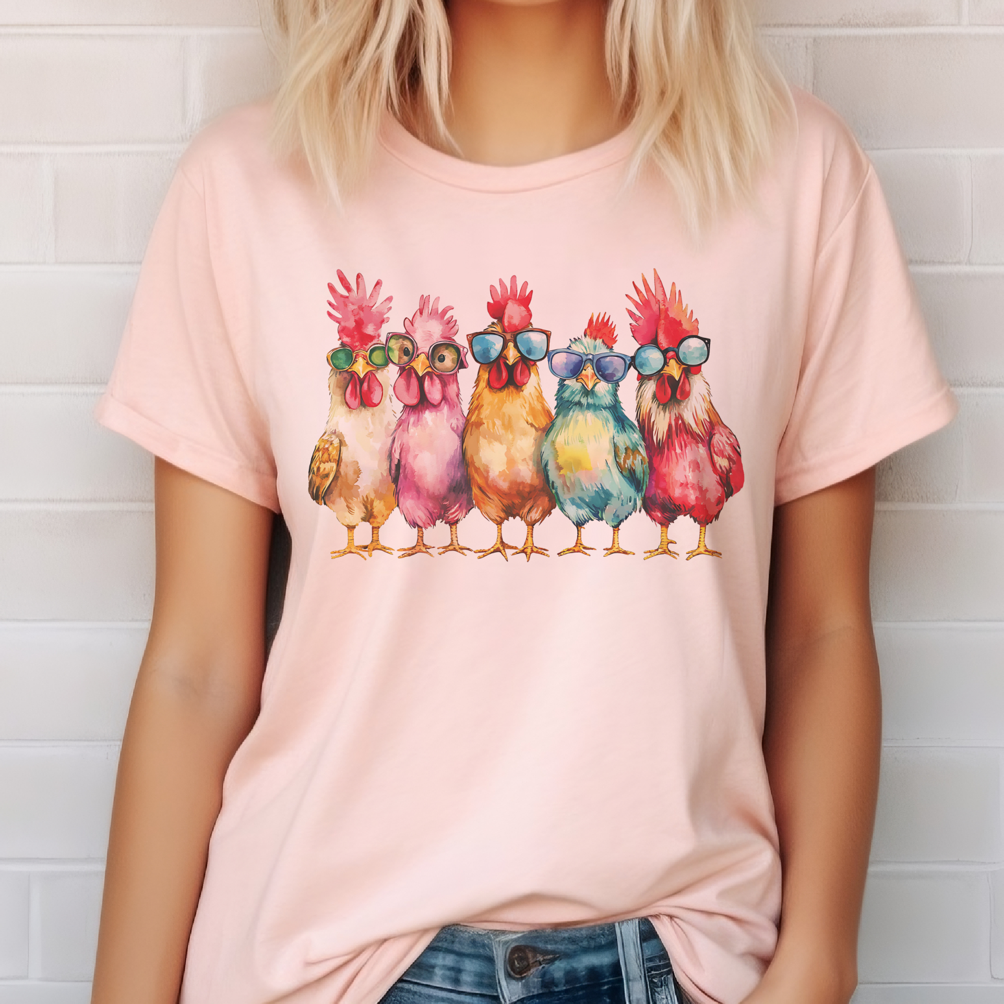 Par.tees by Party On! - Wholesale T-Shirt (Graphic) - Women's - Chicken Sunglasses Rooster Farmers Market Graphic Tee1